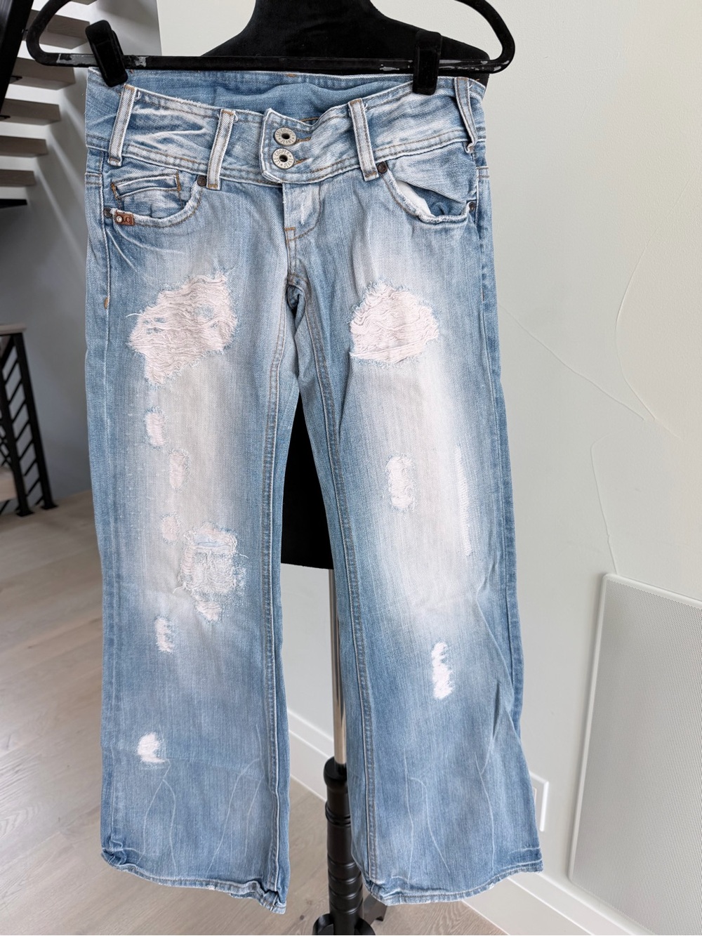 Vintage Y2K Lee Cooper Low Rise Distressed Wide-Leg Jeans size 24